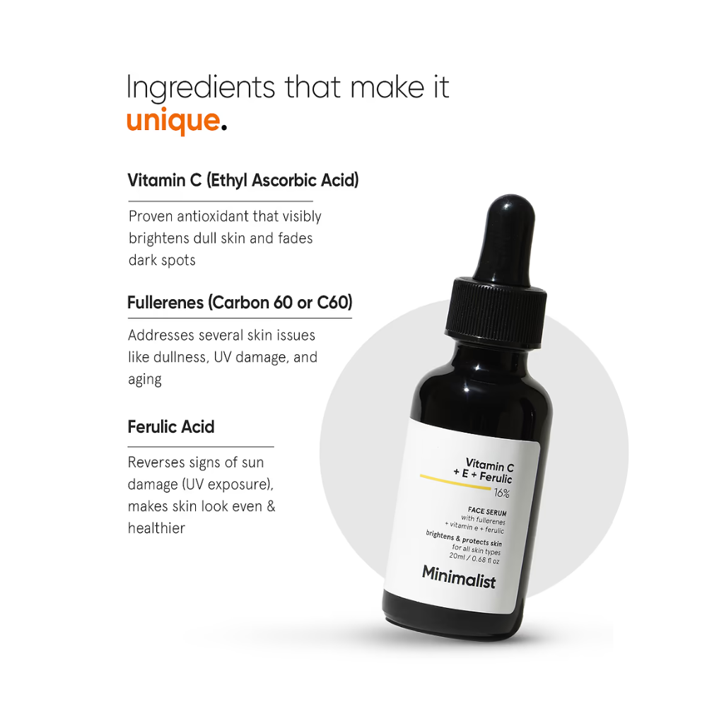 Minimalist Vitamin C + E + Ferulic 16% Face Serum 20ml