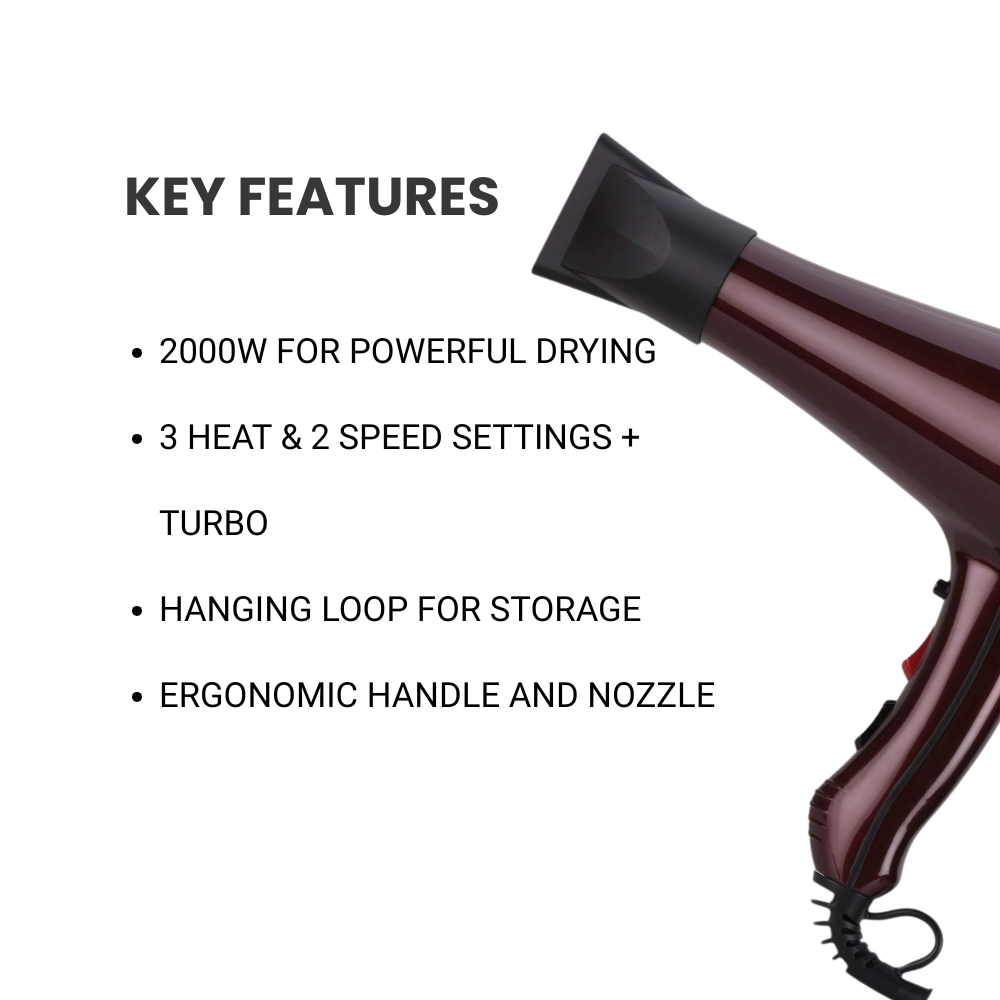 Wahl Super Dry Hair Dryer 2000W - Maroon