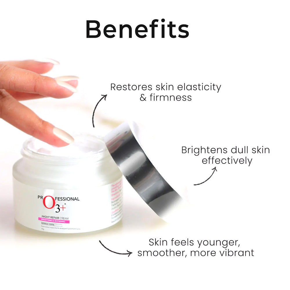 O3+ Night Repair Cream Moisturiser For Brightening & Glow Boosting 50g