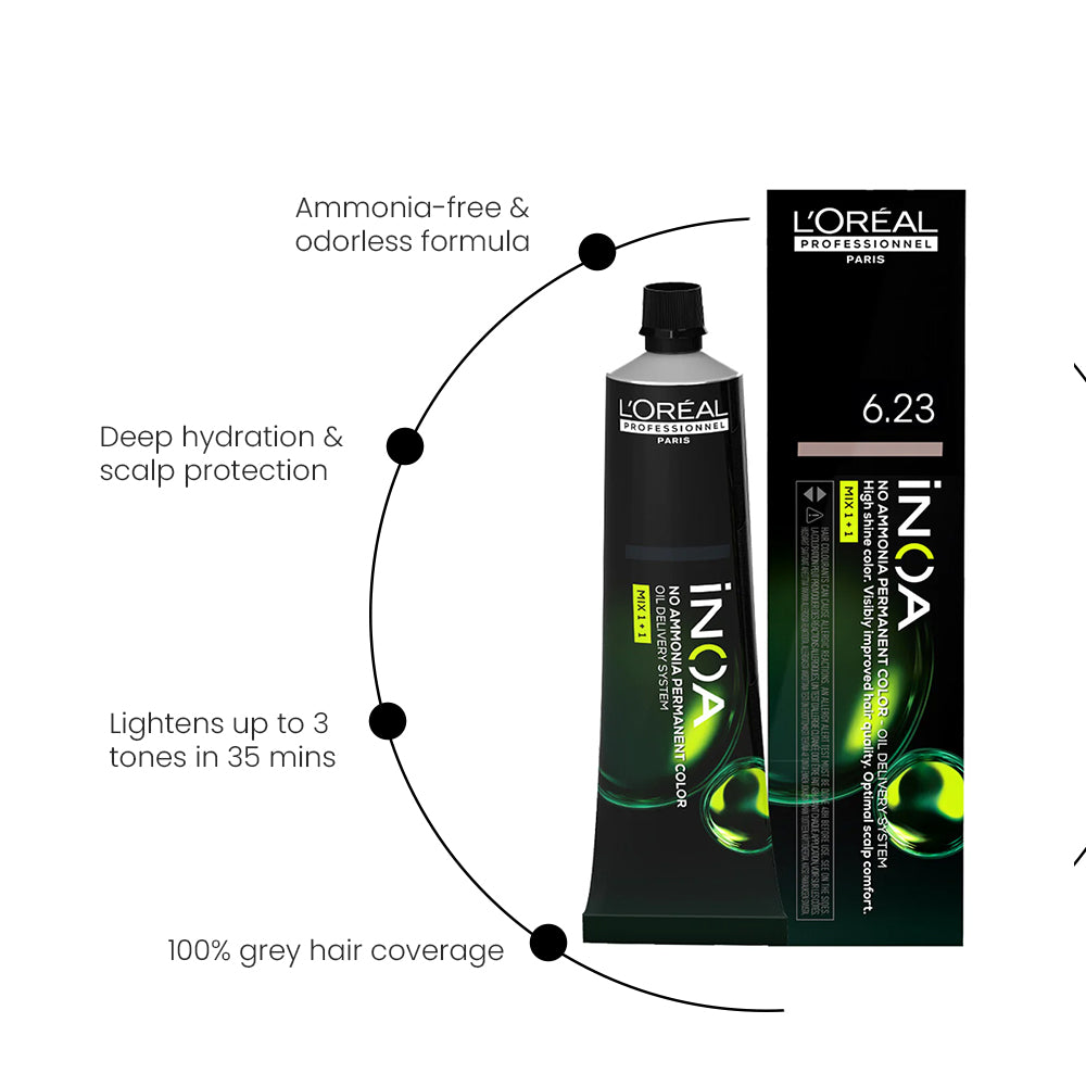 Loreal Inoa Ammonia Free Hair Color 60G 6.23