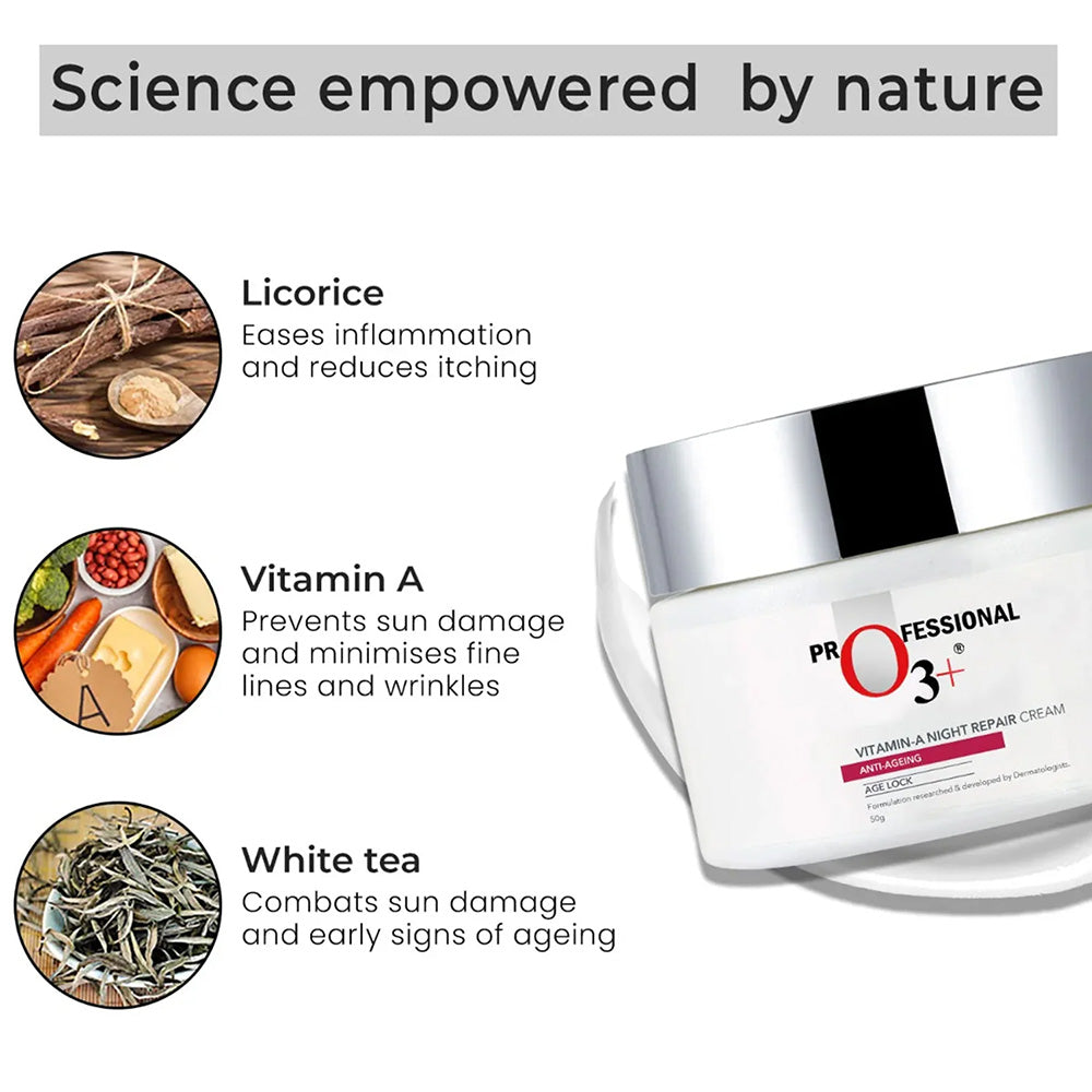 O3+ Vitamin-A Night Repair Anti-Ageing Cream 50 Gm