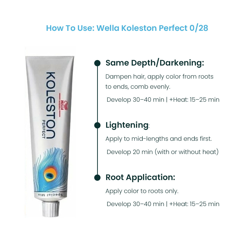 Wella Professionals Koleston Perfect Hair Color 0/28 Colorant Tube 60G