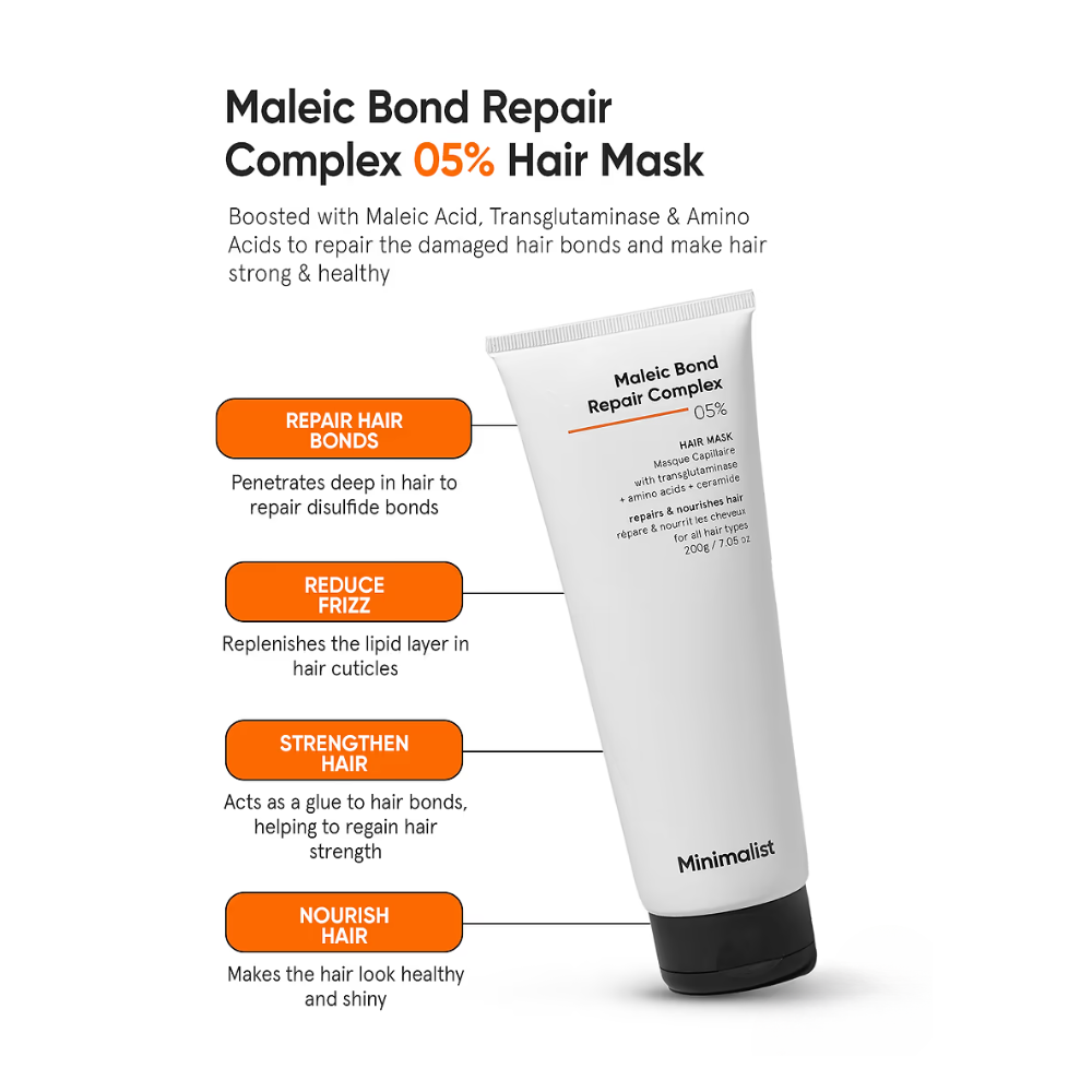 MINIMALIST MALEIC BOND REPAIR COMPLEX 05% HAIR MASK 200GM .