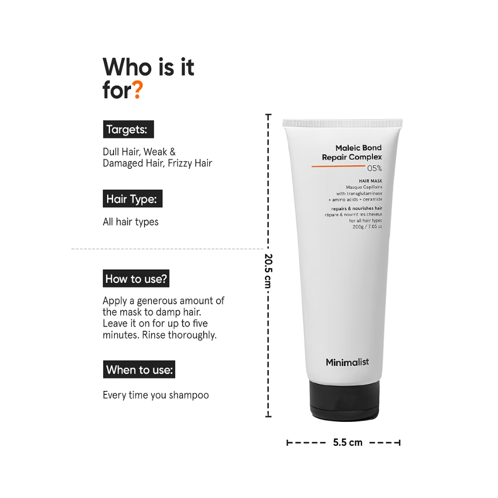 MINIMALIST MALEIC BOND REPAIR COMPLEX 05% HAIR MASK 200GM .