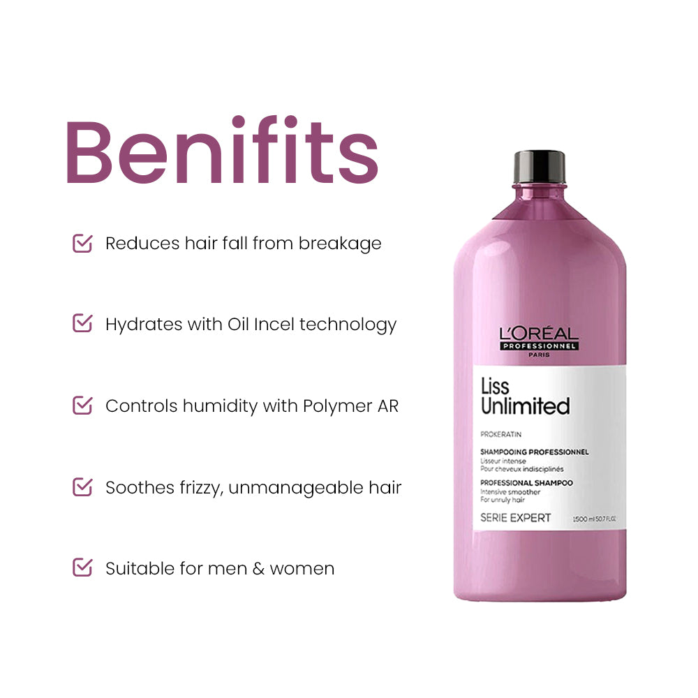 Loreal Paris Paris Professionnel Liss Unlimited Shampoo 1.5Ltr