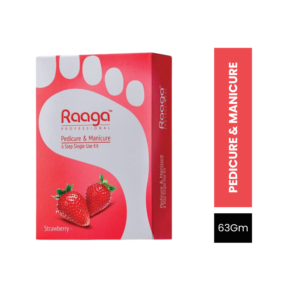 Raaga Professional Strawberry Pedicure And Manicure 6 Step Single Use Kit 63Gm