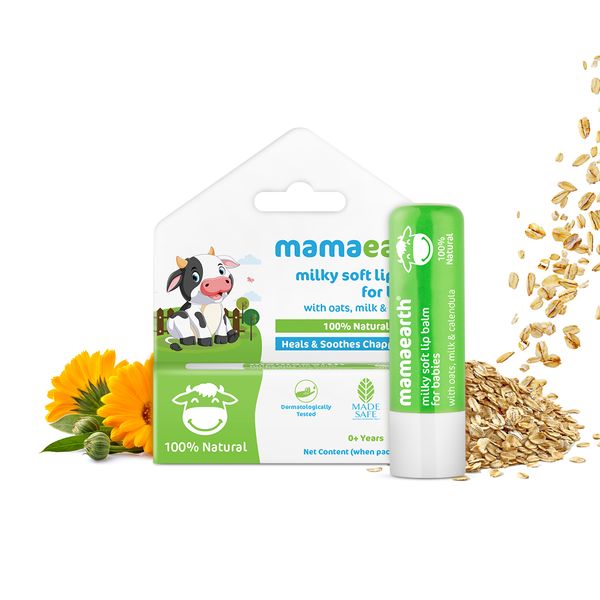 Mamaearth Milky Soft Natural Lip Balm For Babies With Oats, Milk & Calendula 4G